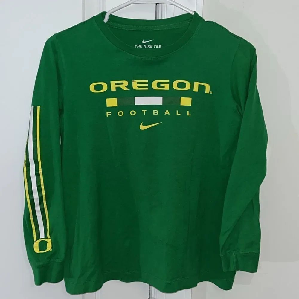 Kids Boys Nike Oregon Ducks GREEN Football LS Tee T Shirt M